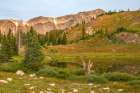 USA, Wyoming, Medicine Bow National Forest. Landscape with mountain and lake. Art Print